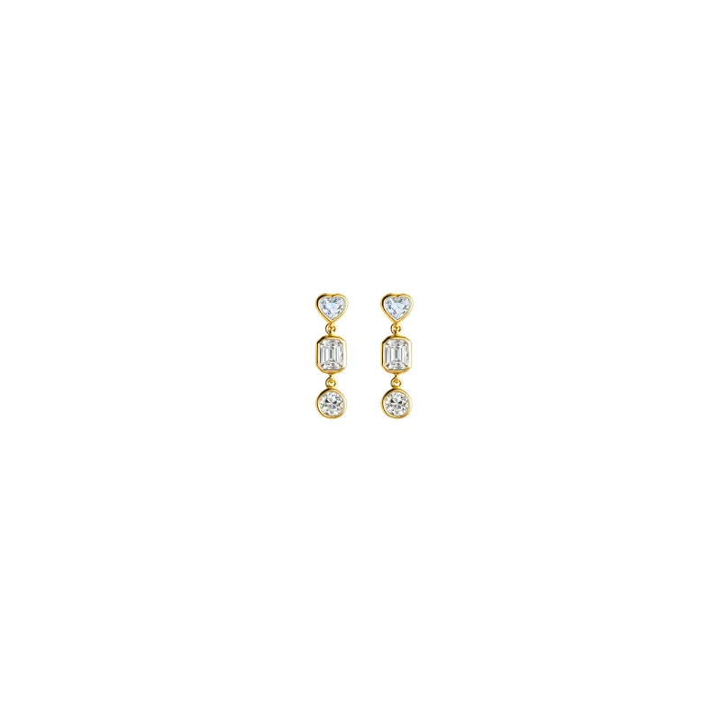 0.68ct Diamond 14K Gold Multi Shape Bezel Drop Earrings