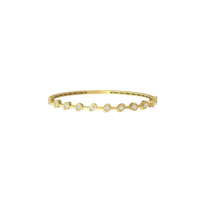 0.73ct Diamond 14K Gold Multi Shape Bezel Bangle Bracelet