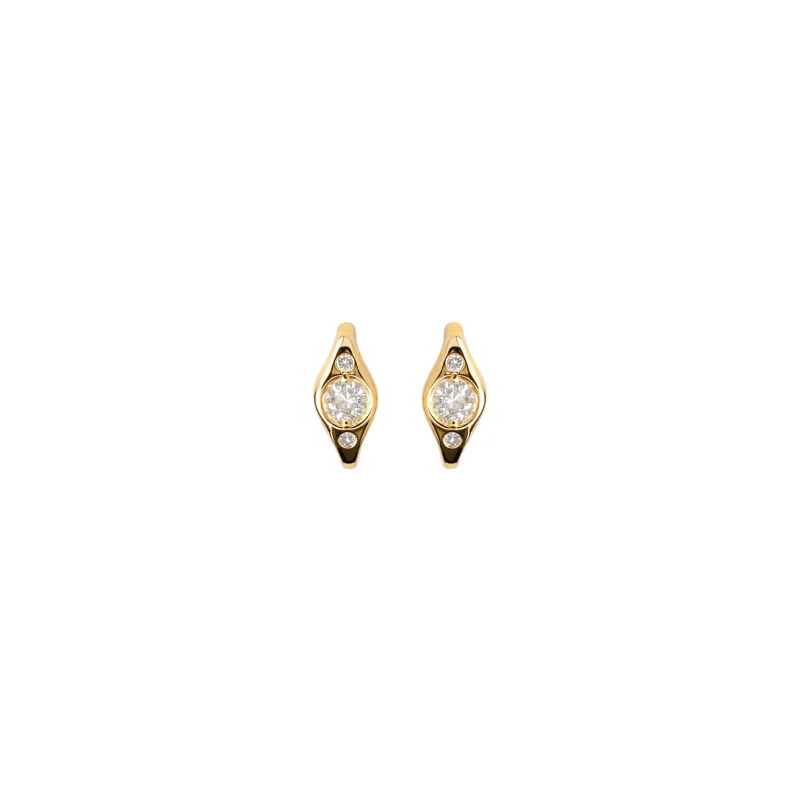 0.75ct Diamond 14K Gold Half Hoop Earrings