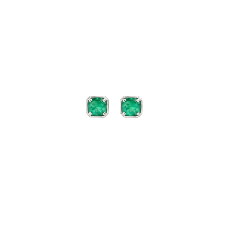 0.811ct Emerald 14K Gold Dainty Bezel Earrings