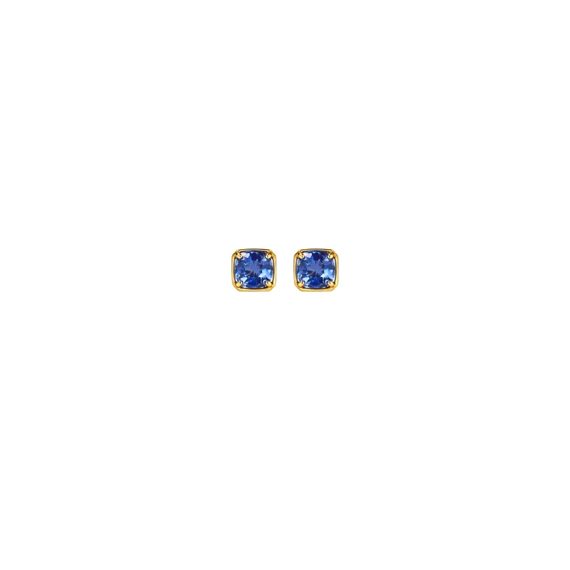 1.11ct Sapphire 14K Gold Dainty Square Bezel Earrings