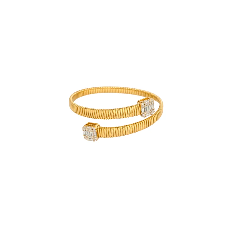 10.08ct Diamond 14K Italian Gold Bypass Bangle Bracelet