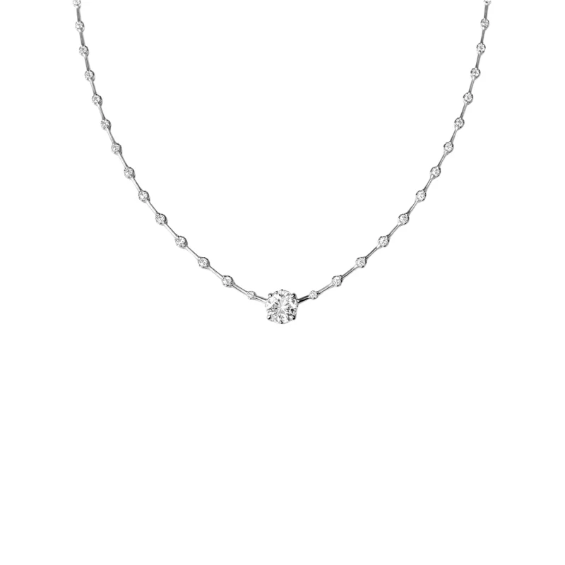 2.03ct Diamond 18K Gold Solitaire Link Necklace