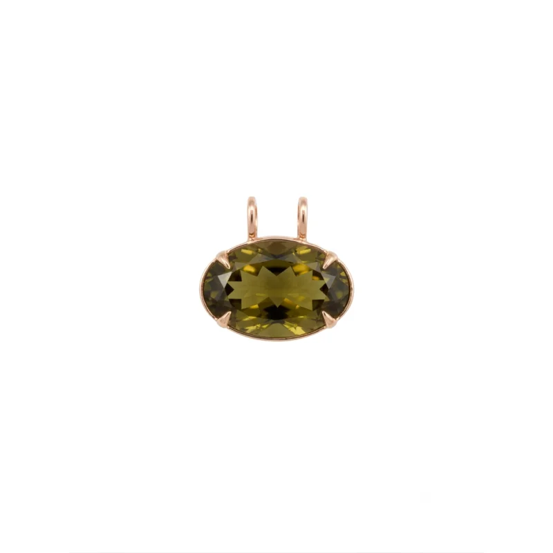 33.20ct Olive Quartz 18K Gold Large Statement Pendant