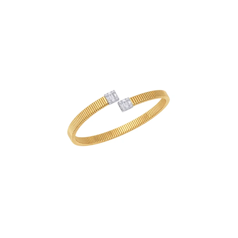 5.88ct Diamond 14K Italian Gold Bypass Bangle Bracelet