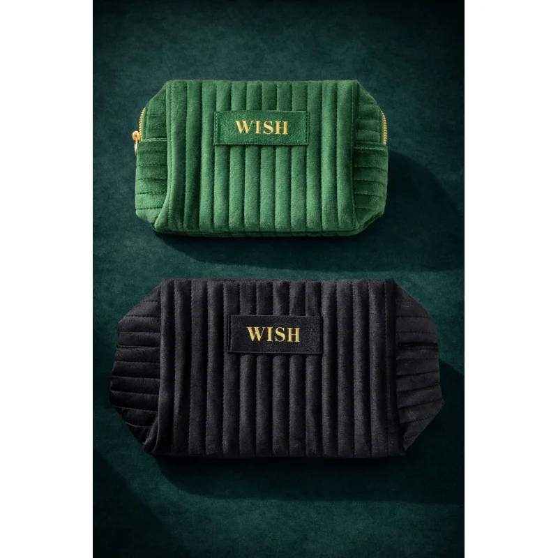 Velour Travel Pouch Emerald Green
