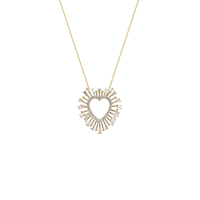 0.88ct Diamond 14K Gold Heart Burst Necklace