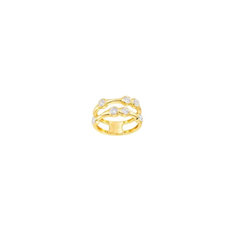 0.98ct Diamond 14K Gold Bezel Double Row Ring