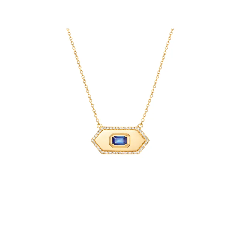 1.00ct Diamond Sapphire 14K Gold Plate Necklace