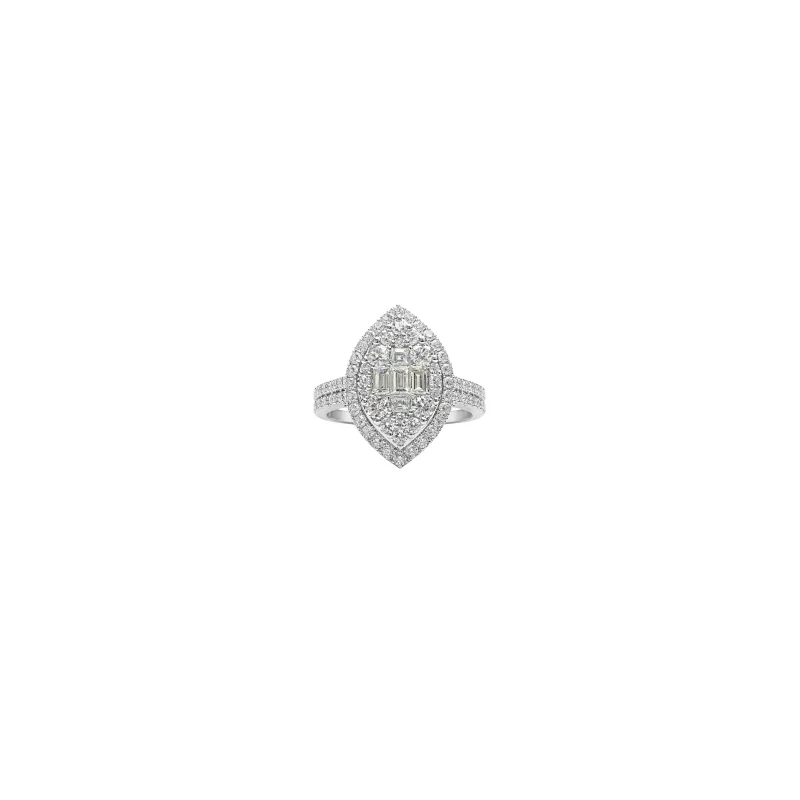 1.29ct Diamond 18K Gold Pave Marquis Ring