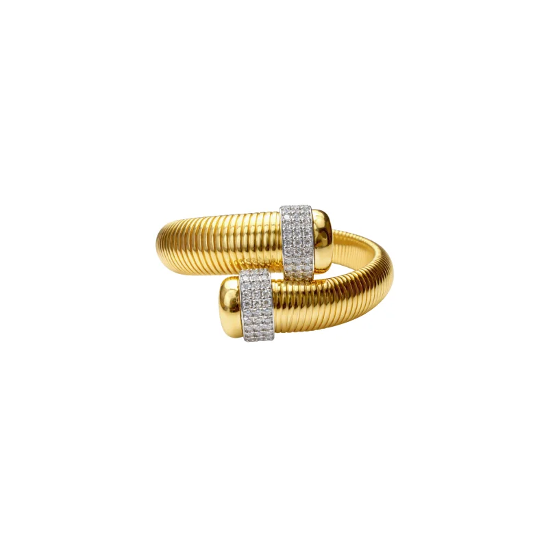 1.74ct Diamond 14K Italian Gold Bypass Bangle Bracelet