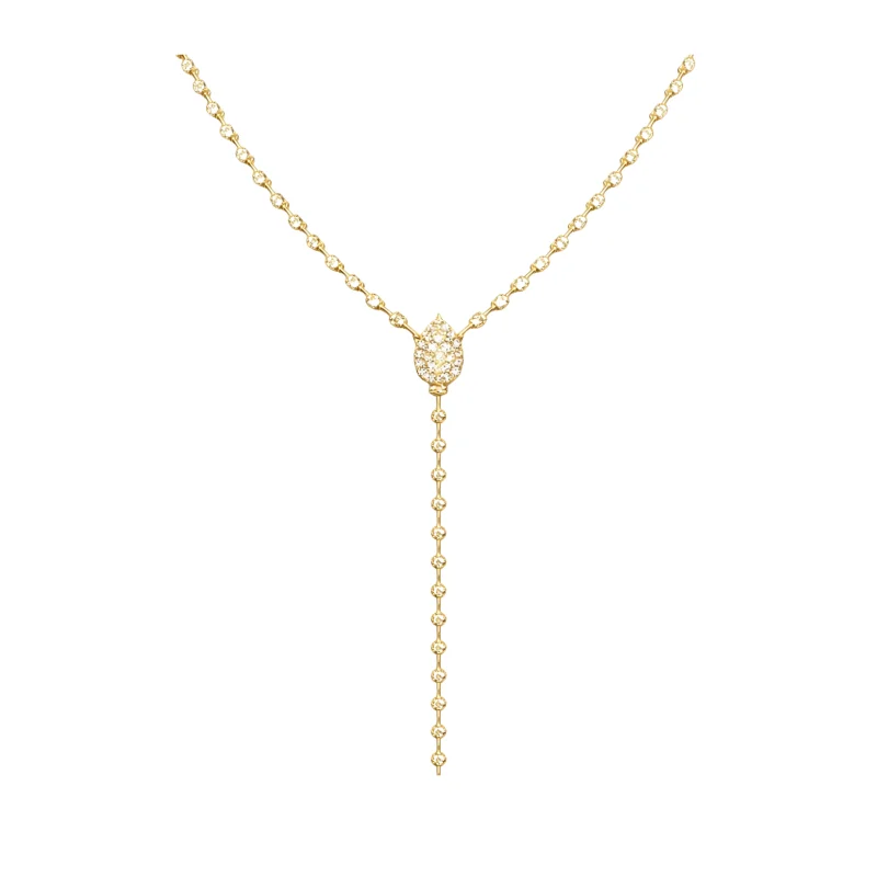 2.00ct Diamond 14K Gold Halo Pear Lariat Necklace
