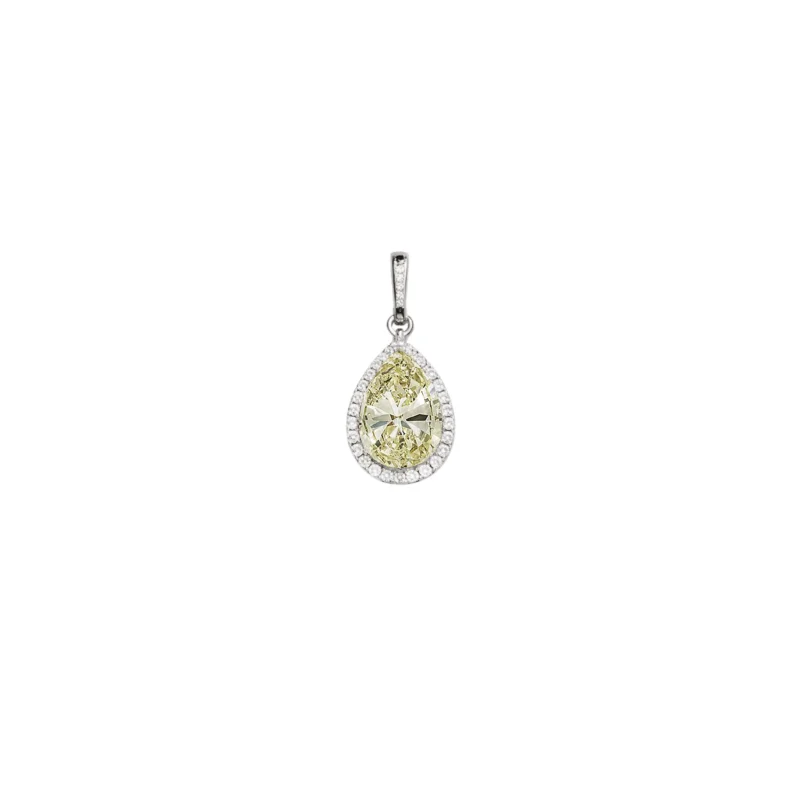 6.31ct Diamond 18K Gold Statement Halo Pear Pendant