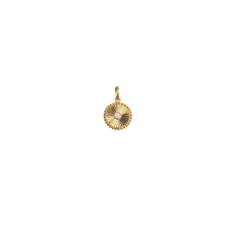 0.08ct Diamond 14K Gold Fluted Pendant