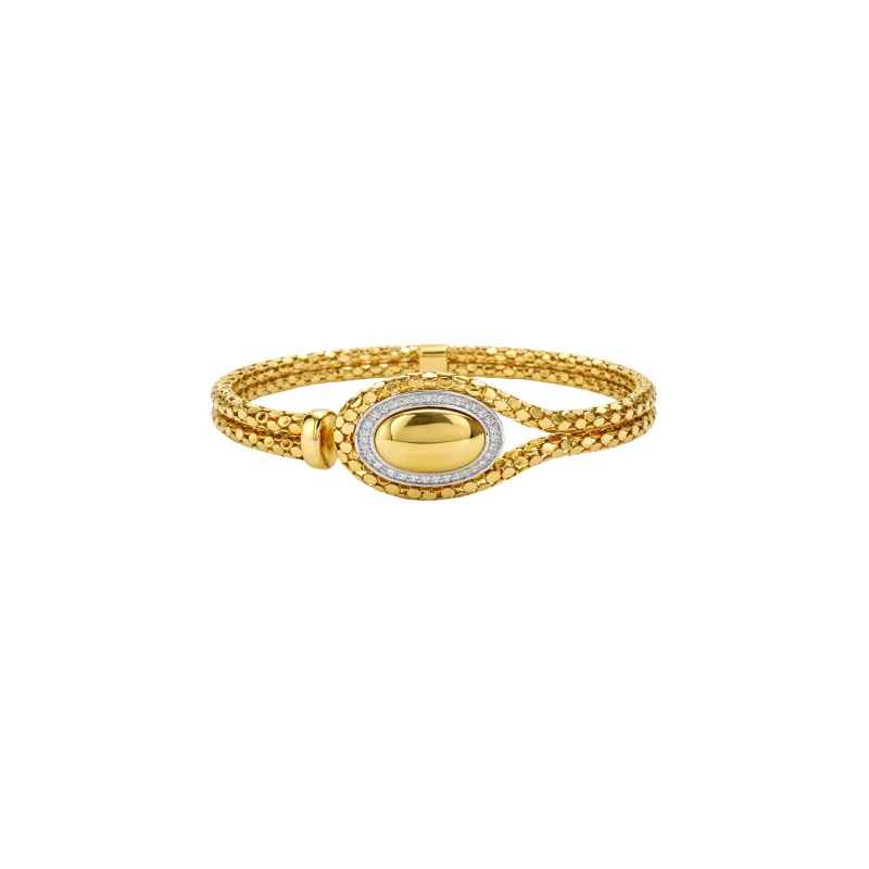 0.35ct Diamond 14K Italian Gold Cuff Bracelet
