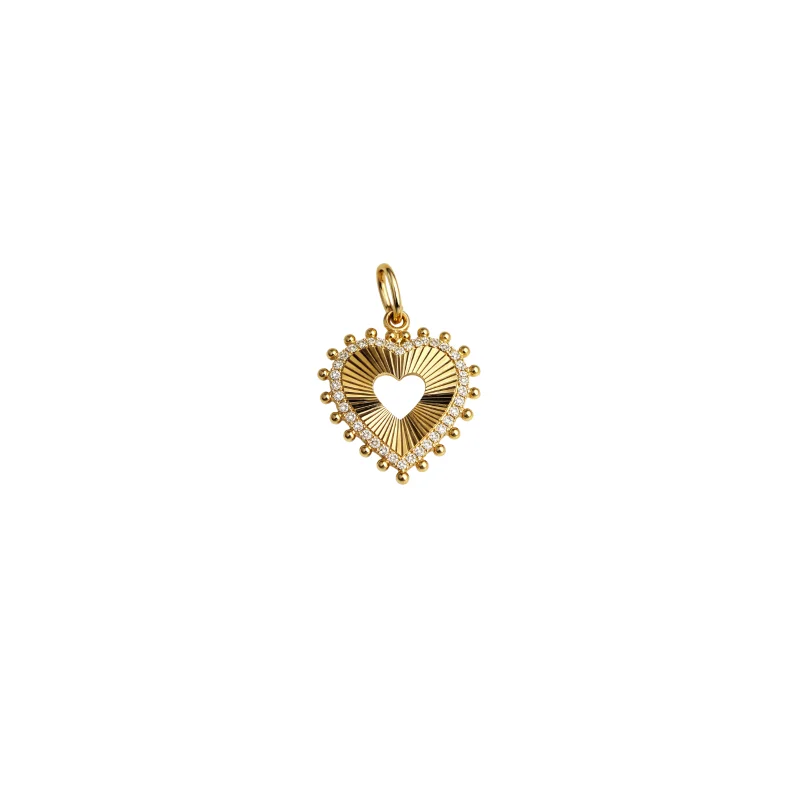 0.37ct Diamond 14K Gold Fluted Heart Pendant