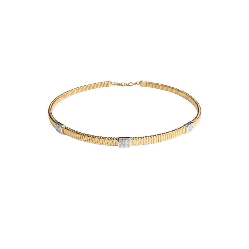 1.21ct Diamond 18K Italian Gold Choker Necklace