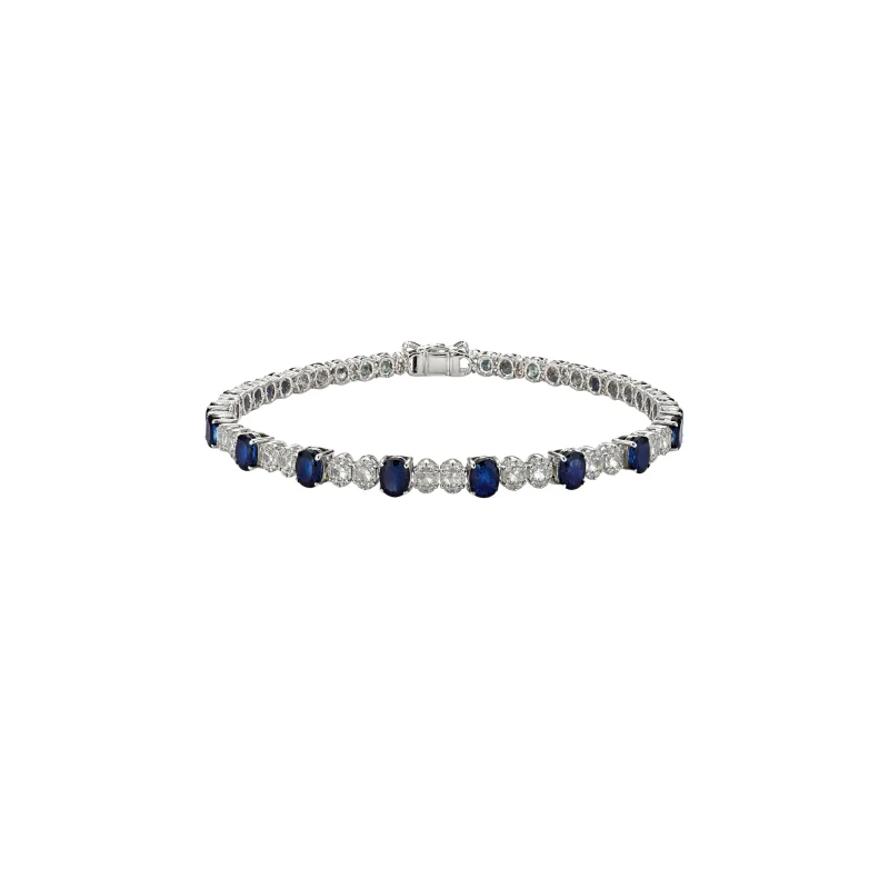 8.15ct Diamond Sapphire 14K Gold Tennis Bracelet