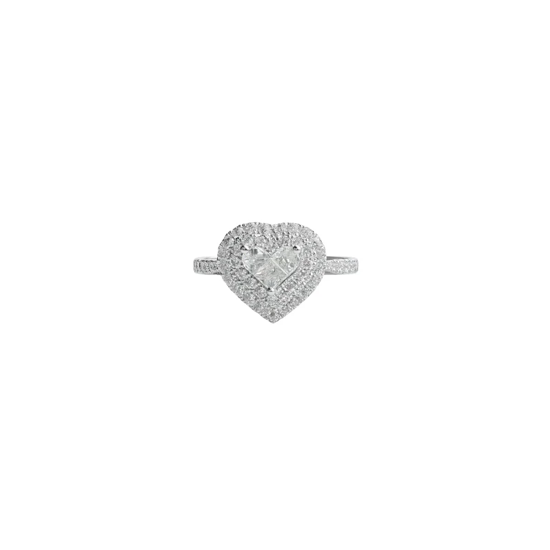 0.65ct Diamond 18K Gold Pave Heart Ring