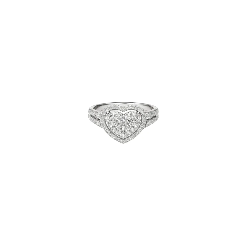 0.79ct Diamond 18K Gold Pave Heart Ring