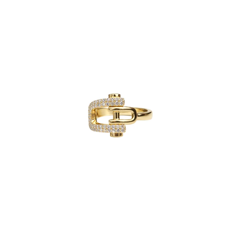 0.95ct Diamond 14K Gold Horsebit Ring