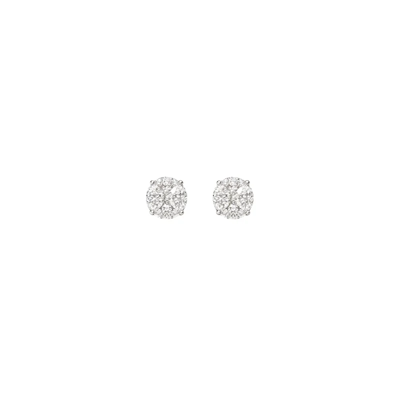 1.15ct Diamond 18K Gold Illusion Stud Earrings