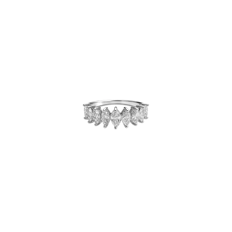 1.56ct Diamond 18K Gold Graduated Marquise Eternity Band Ring