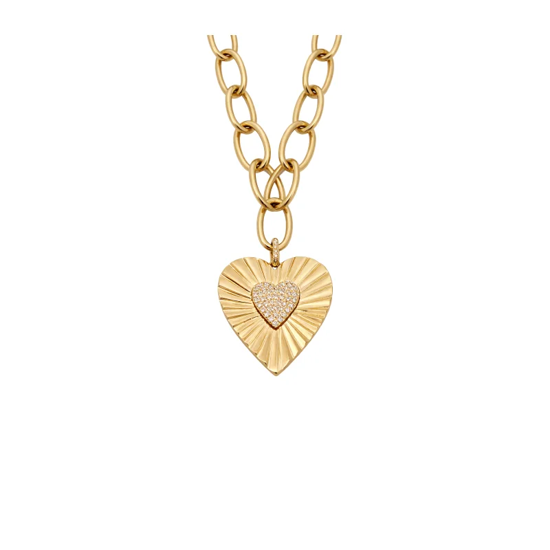 0.12ct Diamond 14K Gold Textured Heart Pendant