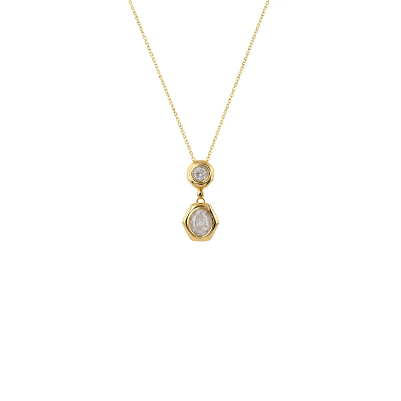 0.45ct Diamond 14K Gold Drop Pendant Necklace