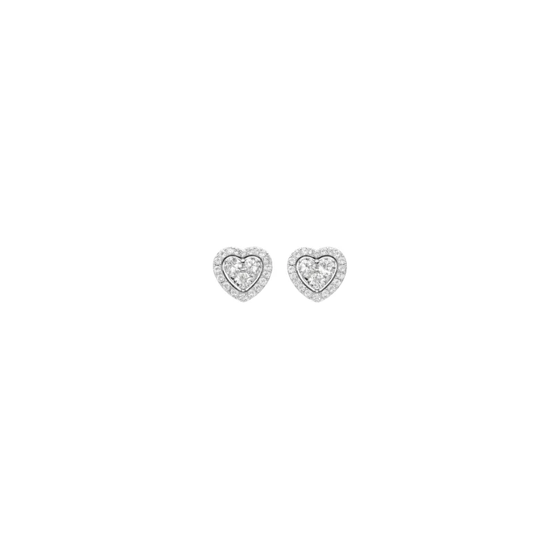 0.63ct Diamond 18K Gold Heart Halo Stud Earrings