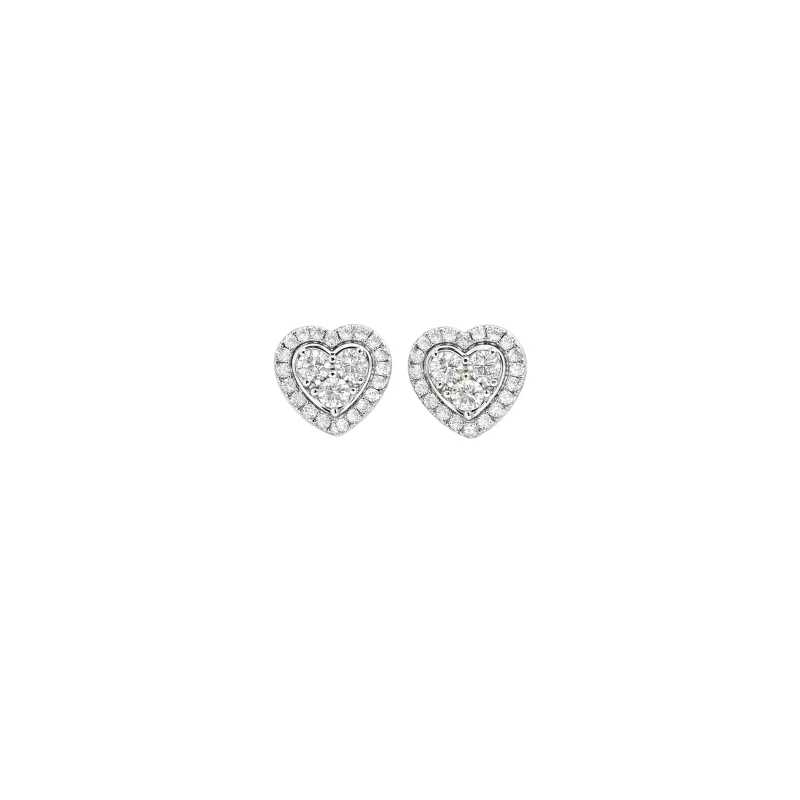 1.15ct Diamond 14K Gold Heart Stud Earrings