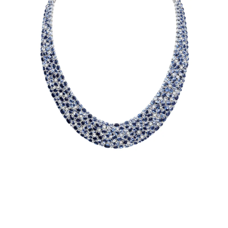 105.56ct Diamond Sapphire 18K Gold Statement Necklace