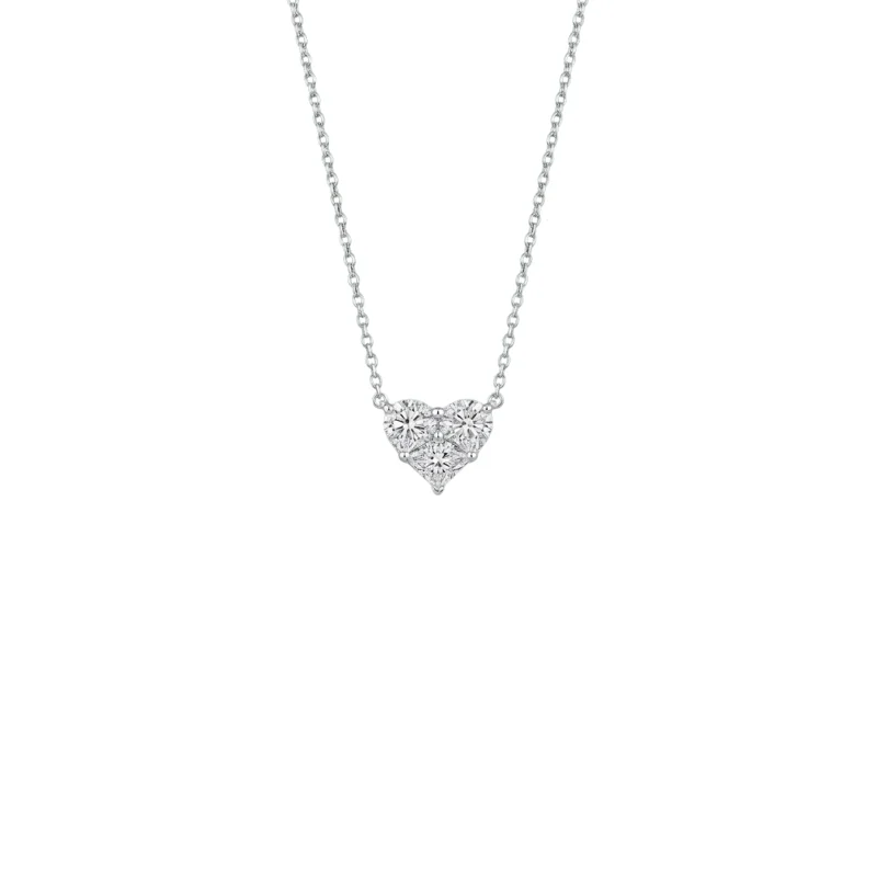 2.53ct Diamond 18K Gold Illusion Heart Necklace
