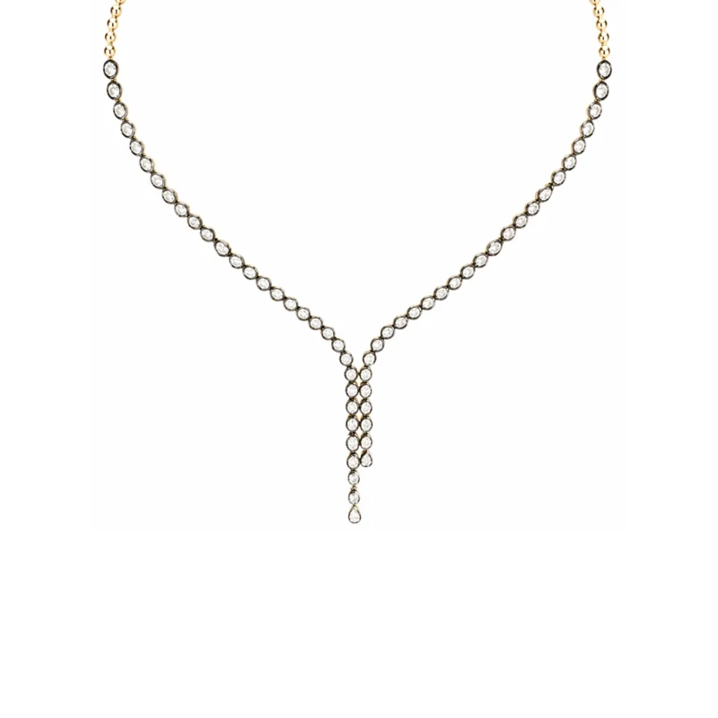 4.46ct Diamond 14K Gold Bolo Tennis Necklace