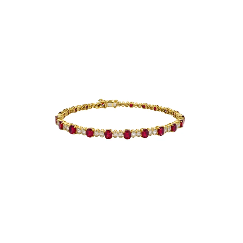 8.15ct Diamond Ruby 14K Gold Tennis Bracelet