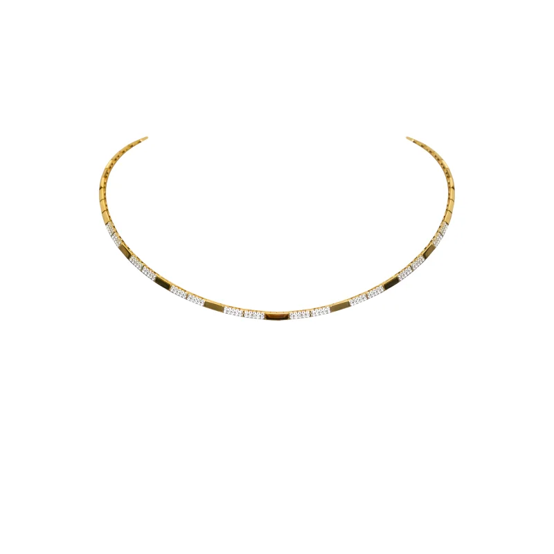 0.35ct Diamond 14K Gold Pave Stationed Choker Necklace
