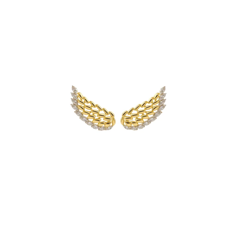 0.56ct Diamond 18K Gold Wing Climber Earrings