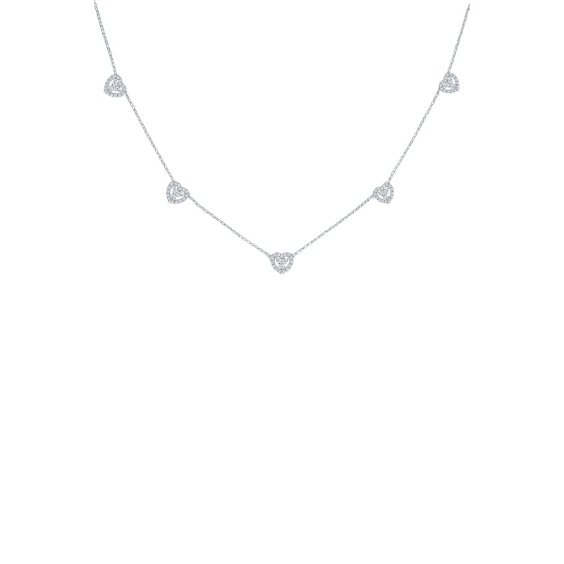 0.93ct Diamond 18K Gold Heart Dangle Drop Necklace