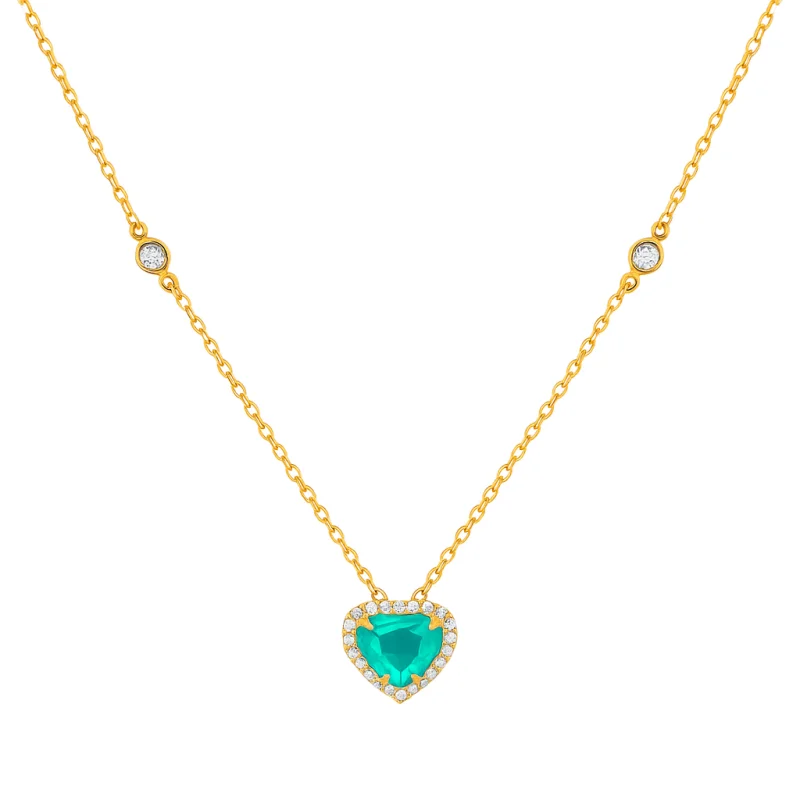 1.33ct Emerald Diamond 18K Gold Heart Necklace