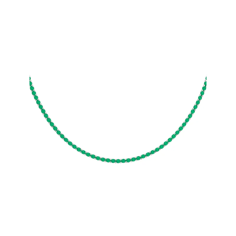 10.23ct Emerald 18K Gold Tennis Necklace