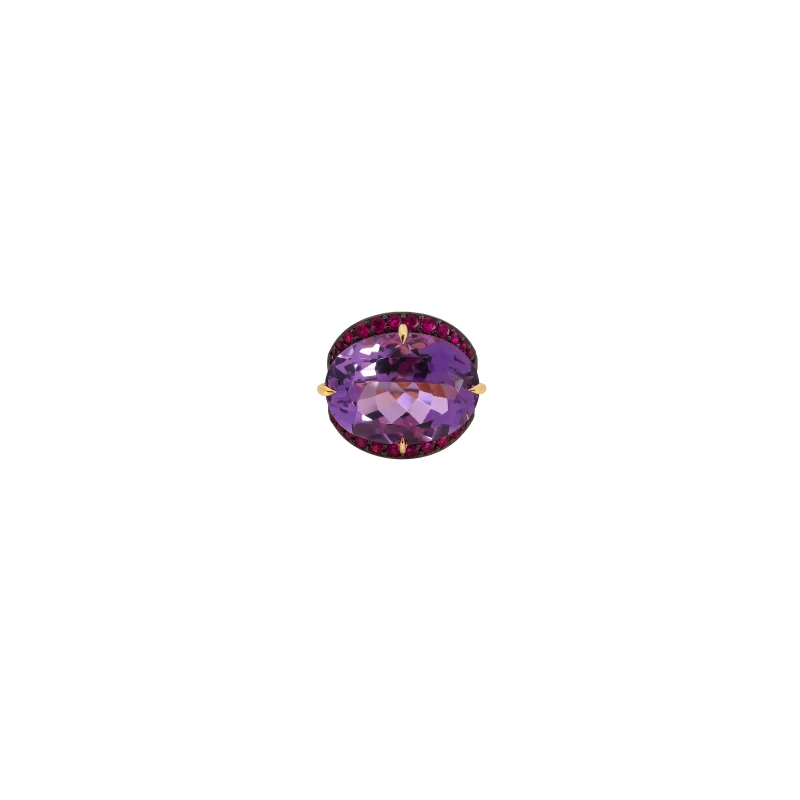 14.285ct Pink Amethyst Ruby 18K Gold Ring