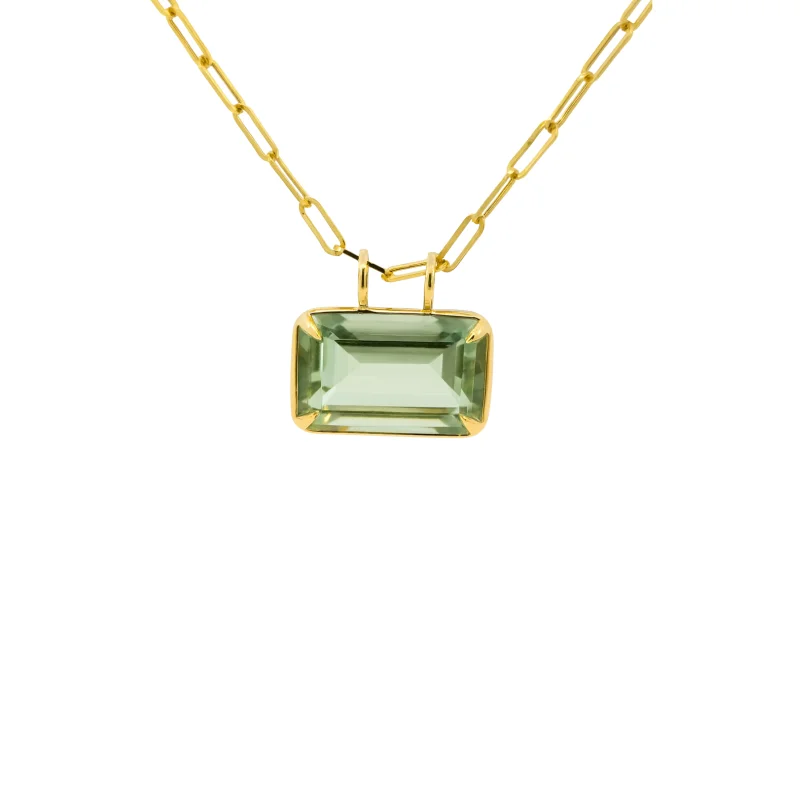 41.50cts Green Amethyst 18K Gold Pendant