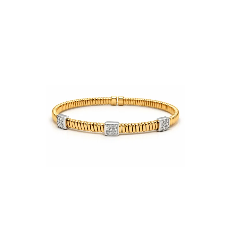 0.24ct Diamond 18K Italian Gold Cuff Bracelet