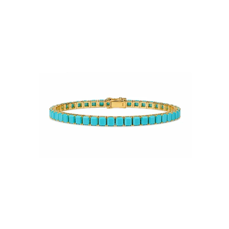 12.79ct Turquoise 18K Gold Tennis Bracelet