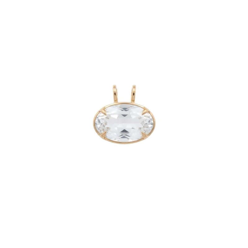20.05ct White Topaz 18K Gold Oval Statement Pendant