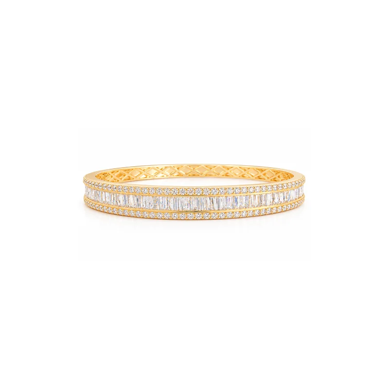 4.10ct Diamond 14K Gold Baguette Bangle Bracelet