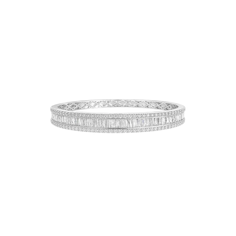 4.75ct Diamond 14K Gold Baguette Bangle Bracelet