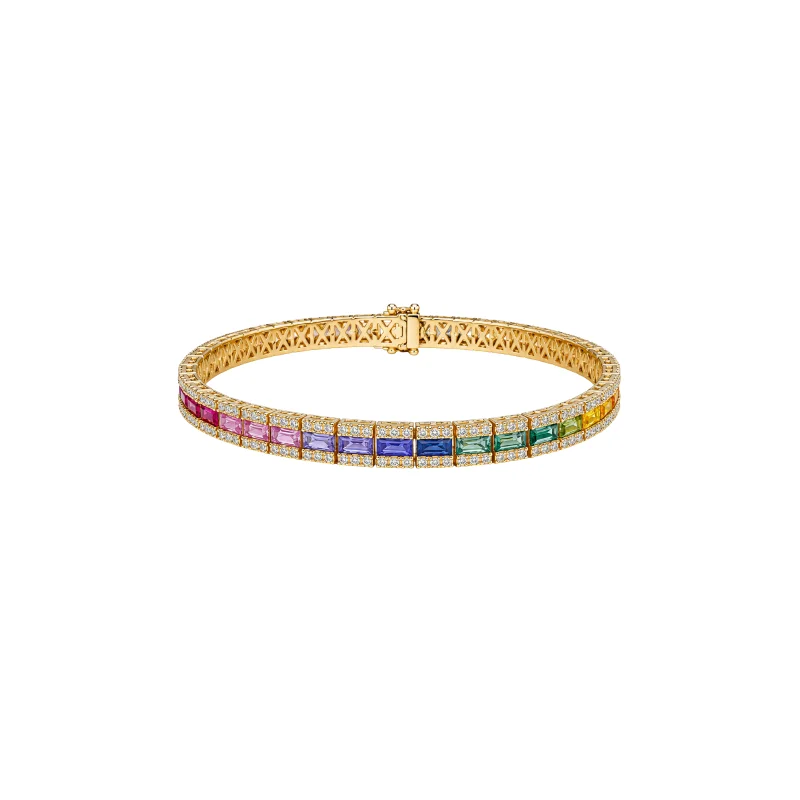 8.45ct Diamond Multi Sapphire 18K Gold Tennis Bracelet