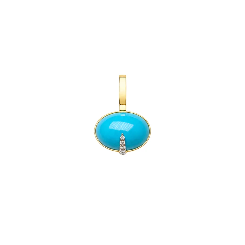 10.34ct Turquoise Diamond 18K Gold Large Pendant