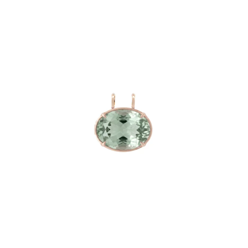 20.09ct Green Amethyst 18K Gold Medium Oval Pendant